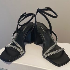 Nine West Black and Silver Strappy Heels
